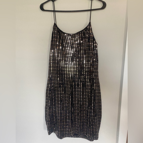 AS U WISH Black & Gold Sequin Dress - Picture 2 of 4